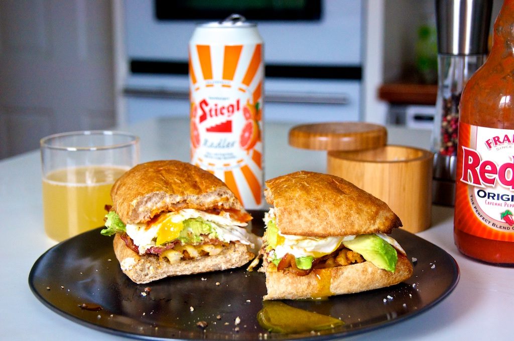 Ultimate Egg Sandwich and Stiegl